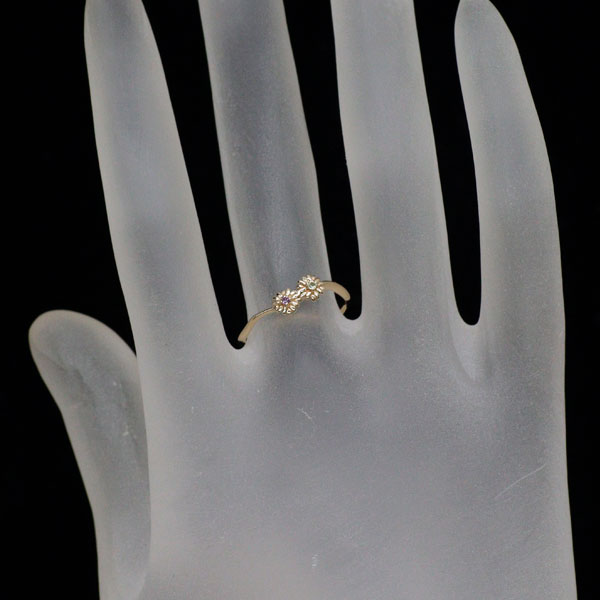 エテ/ete K10YG アメジスト ペリドット リング フラワー