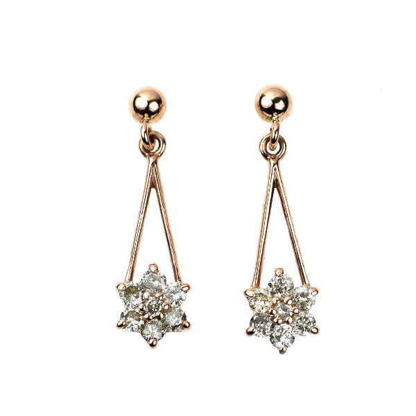 K10PG ダイヤモンド ピアス 0.20ct フラワー