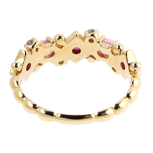 K18YG ピンクトルマリン ルビー ダイヤモンド リング D0.05ct