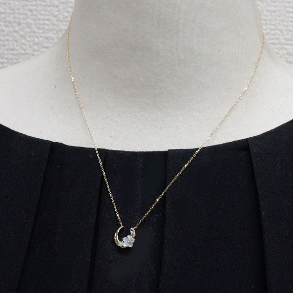 K10YG シェル オパール カラーストーン ペンダントネックレス 馬蹄 フラワー