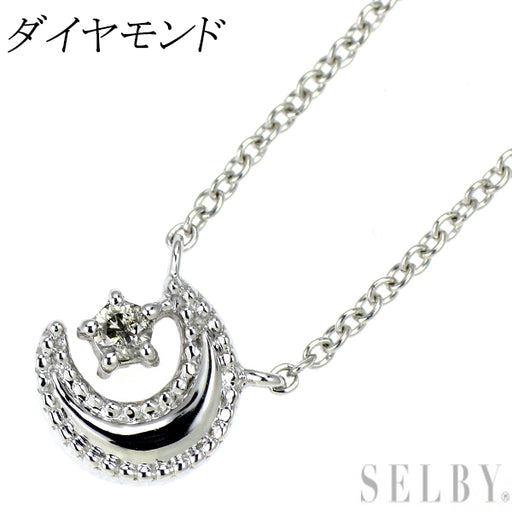 K10WG ダイヤモンド ペンダントネックレス 月 — セルビーオンラインストア