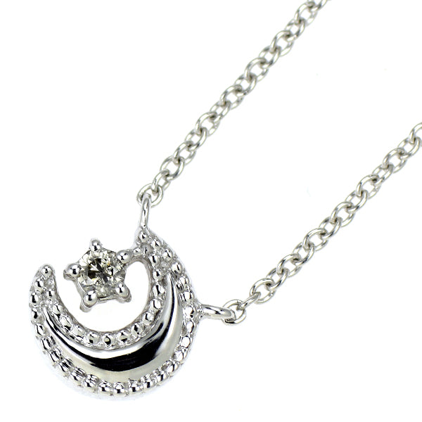 K10WG ダイヤモンド ペンダントネックレス 月