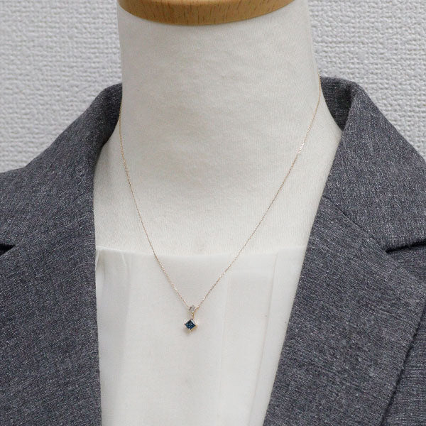 サマンサティアラ K10YG ブルー/ホワイト トパーズ ペンダントネックレス