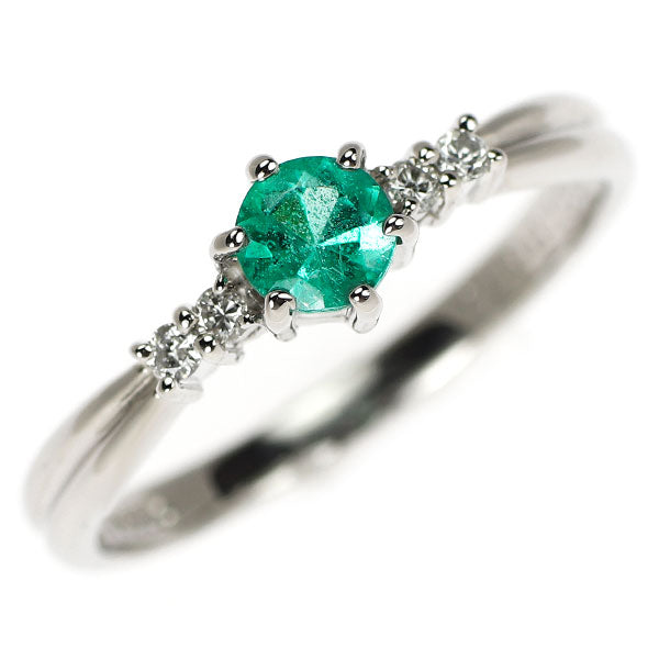 Pt850 エメラルド ダイヤモンド リング 0.27ct D0.06ct