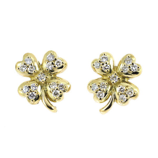 K18YG ダイヤモンド ピアス 0.20ct クローバー