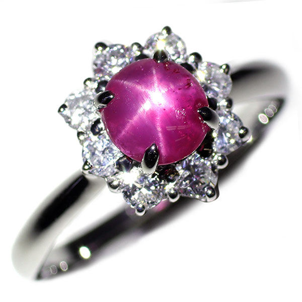 Pt900 スタールビー ダイヤモンド リング 1.40ct D0.50ct