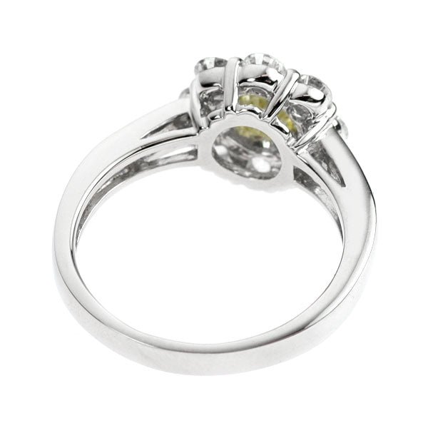Pt900 天然イエローダイヤモンド リング 0.612ct LY SI2 G 1.26ct フラワー