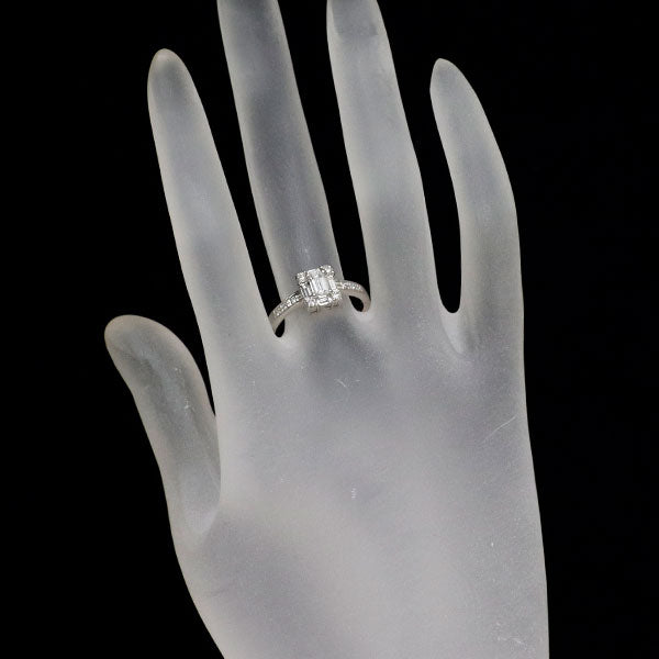 Pt900 エメラルドカット ダイヤモンド リング 0.36ct D0.45ct