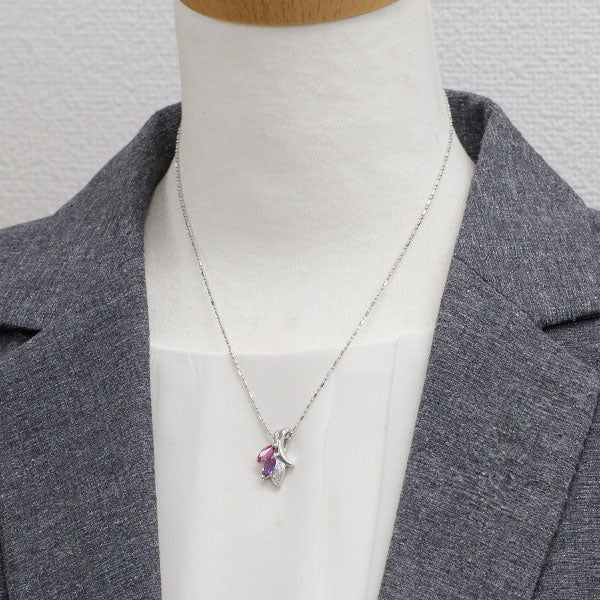K18WG ピンク/パープルサファイア ダイヤモンド ペンダントネックレス 1.55ct D0.04ct