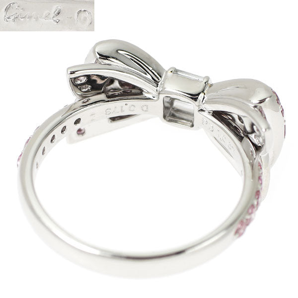 ギメル 希少 Pt950 天然ピンク/カラーレス ダイヤモンド リング 1.067ct D0.173ct リボン パヴェ 《セルビー銀座店》【中古】