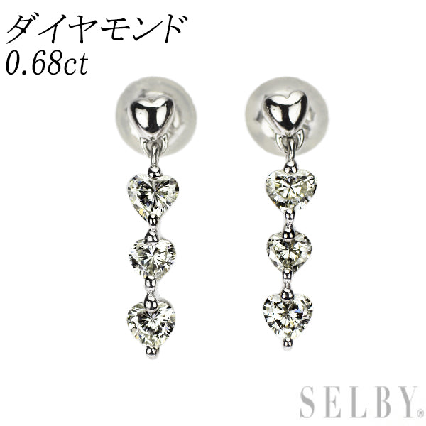 Pt900 ハートシェイプ ダイヤモンド ピアス 0.68ct