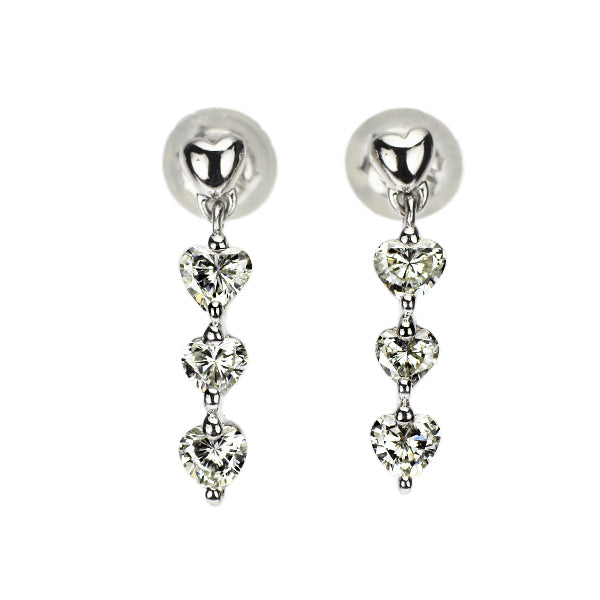 Pt900 ハートシェイプ ダイヤモンド ピアス 0.68ct