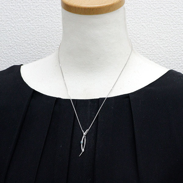 K18WG トリートブルーダイヤモンド ペンダントネックレス 0.100ct D0.21ct