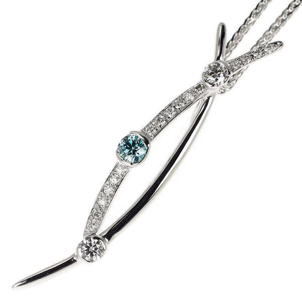 K18WG トリートブルーダイヤモンド ペンダントネックレス 0.100ct D0.21ct