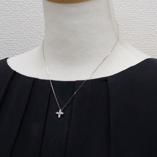 Pt900/ Pt850 マーキスカット ダイヤモンド ペンダントネックレス 0.41ct