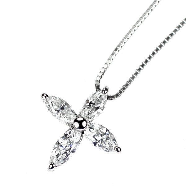 Pt900/ Pt850 マーキスカット ダイヤモンド ペンダントネックレス 0.41ct