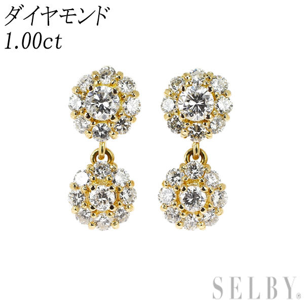 K18YG ダイヤモンド ピアス 1.00ct フラワー — セルビーオンラインストア