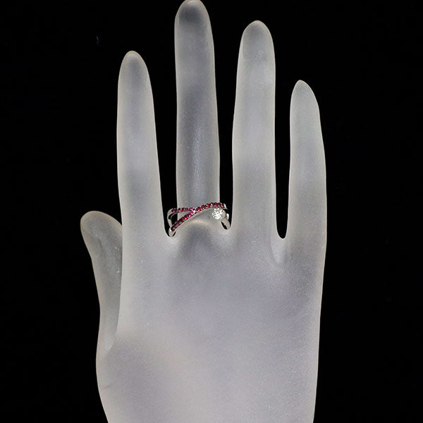 ブラックコーティング/ K18WG ダイヤモンド ルビー リング 0.218ct R0.46ct