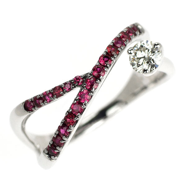 ブラックコーティング/ K18WG ダイヤモンド ルビー リング 0.218ct R0.46ct