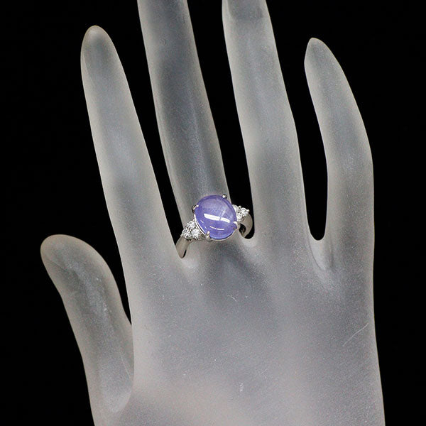 Pt900 スター サファイア ダイヤモンド リング 7.28ct D0.30ct