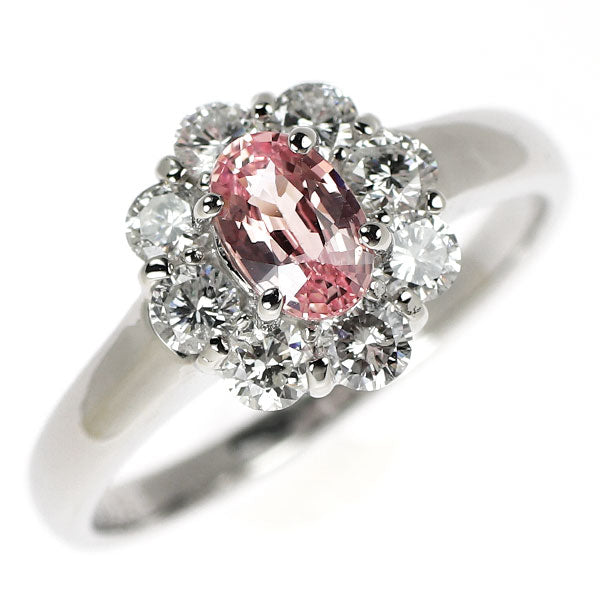 Pt900 パパラチアサファイア ダイヤモンド リング 0.589ct D0.56ct