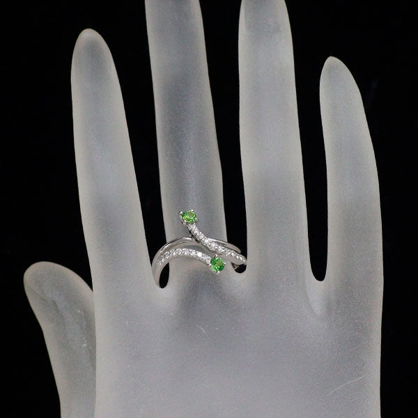 希少 K18WG デマントイドガーネット ダイヤモンド リング 0.32ct D0.23ct