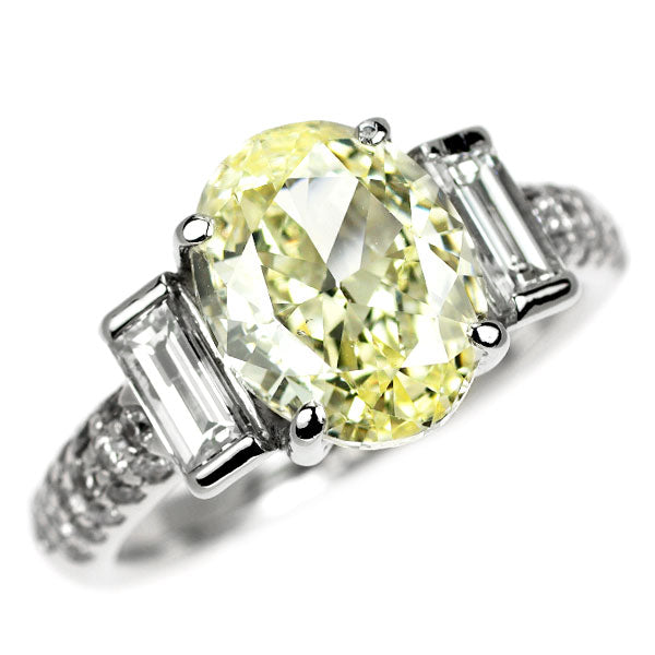 Pt900 オーバル ダイヤモンド リング 3.022ct LY VS2 D1.002ct