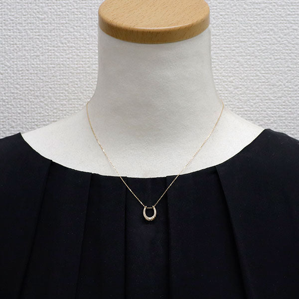 K18YG ダイヤモンド ペンダントネックレス 0.10ct 馬蹄
