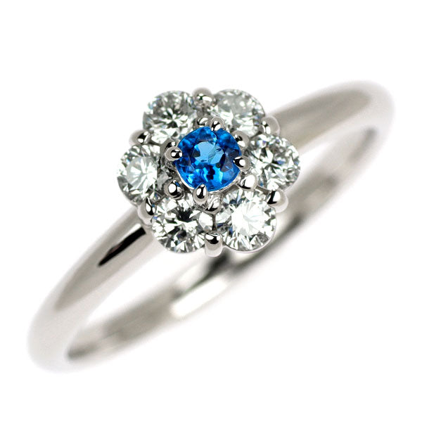 Pt900 アウイナイト ダイヤモンド リング 0.070ct D0.374ct フラワー