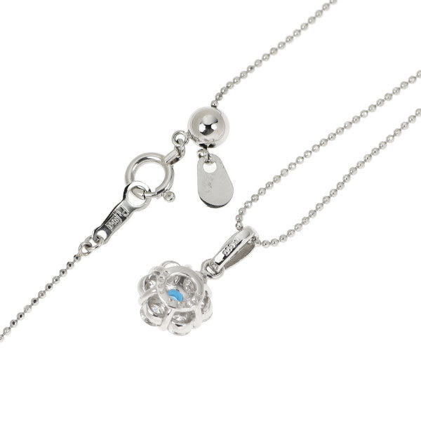 希少 Pt900/Pt850 アウイナイト ダイヤモンド ペンダントネックレス 0.056ct D0.408ct フラワー