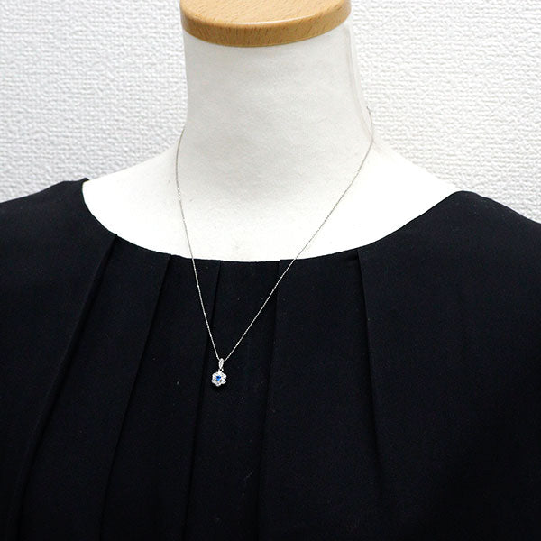 希少 Pt900/Pt850 アウイナイト ダイヤモンド ペンダントネックレス 0.056ct D0.408ct フラワー