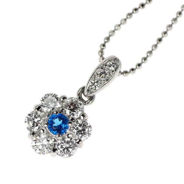 希少 Pt900/Pt850 アウイナイト ダイヤモンド ペンダントネックレス 0.056ct D0.408ct フラワー