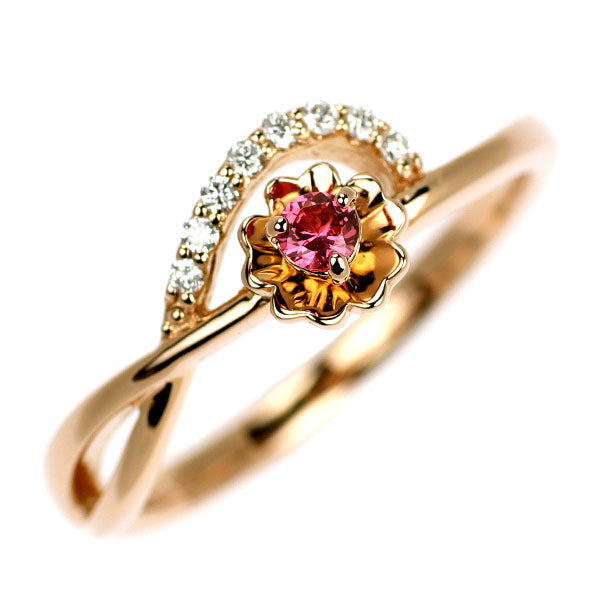 K18PG ピンクスピネル ダイヤモンド リング 0.05ct D0.05ct