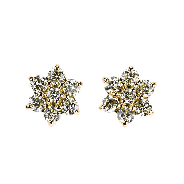 K18YG ダイヤモンド ピアス 0.20ct フラワー