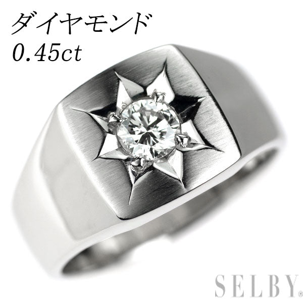 Pt900 ダイヤモンド 印台 リング 0.45ct