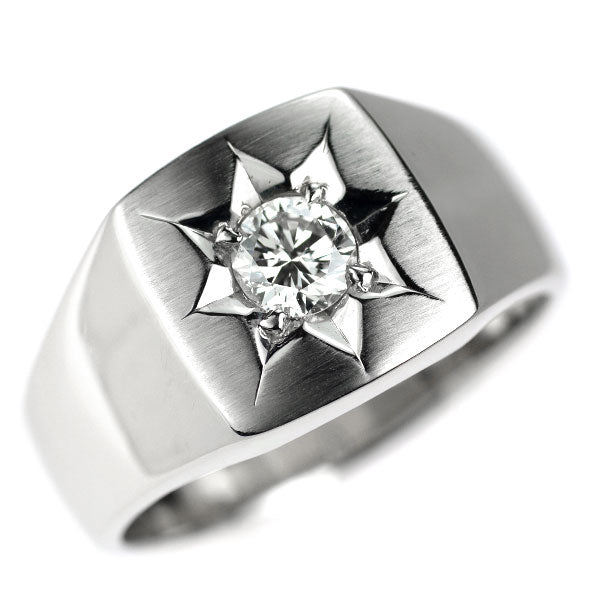Pt900 ダイヤモンド 印台 リング 0.45ct