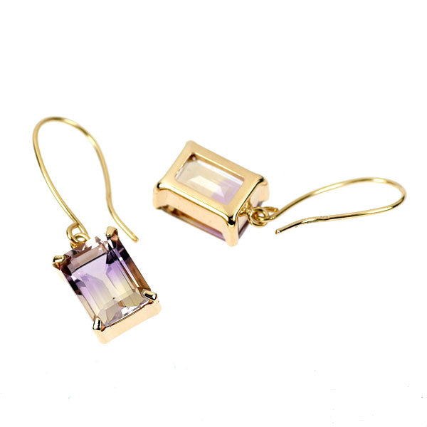 K10YG エメラルドカット アメトリン ピアス — セルビーオンラインストア