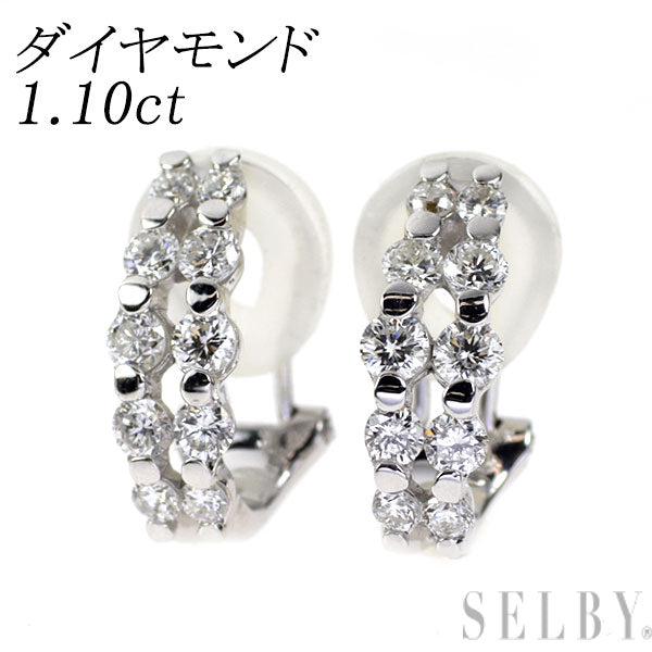 K18WG ダイヤモンド イヤリング 1.10ct ハーフフープ — セルビー