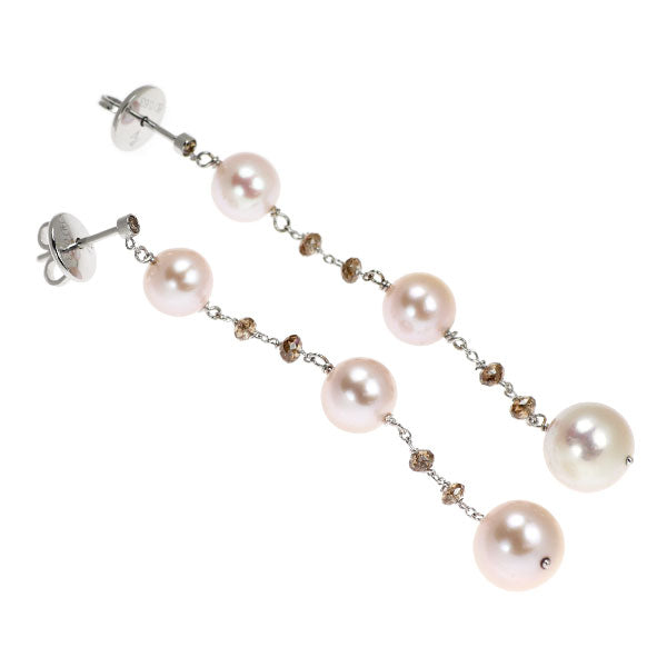 ポンテヴェキオ K18WG 淡水 真珠 ダイヤモンド ピアス 径約7.6-9.8mm D1.26ct