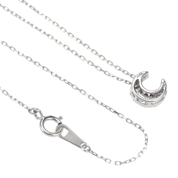 K18WG ダイヤモンド ペンダントネックレス 0.12ct 月