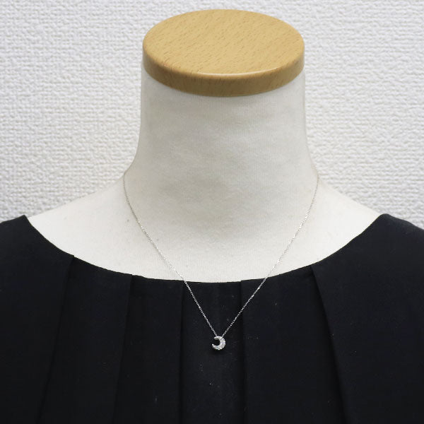 K18WG ダイヤモンド ペンダントネックレス 0.12ct 月