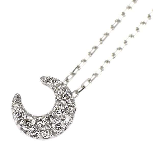 K18WG ダイヤモンド ペンダントネックレス 0.12ct 月