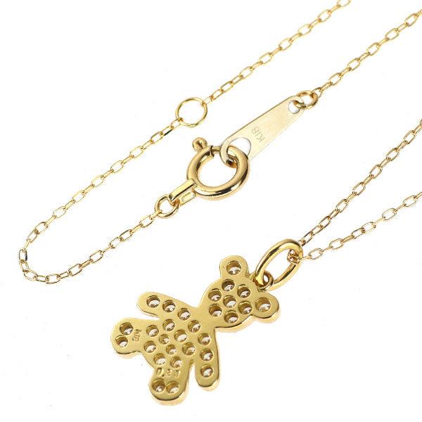 K18YG ダイヤモンド ペンダントネックレス 0.23ct くま テディベア