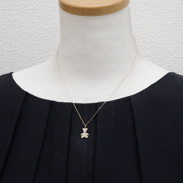 K18YG ダイヤモンド ペンダントネックレス 0.23ct くま テディベア