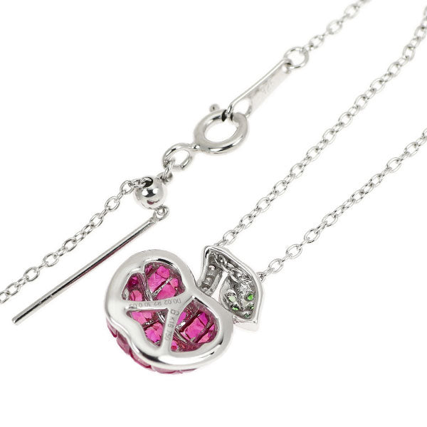 ブラックコーティング/K18WG/SV ルビー グリーンガーネット ダイヤ ペンダントネックレス 2.30ct 0.05ct D0.02 りんご ミステリーセッティング