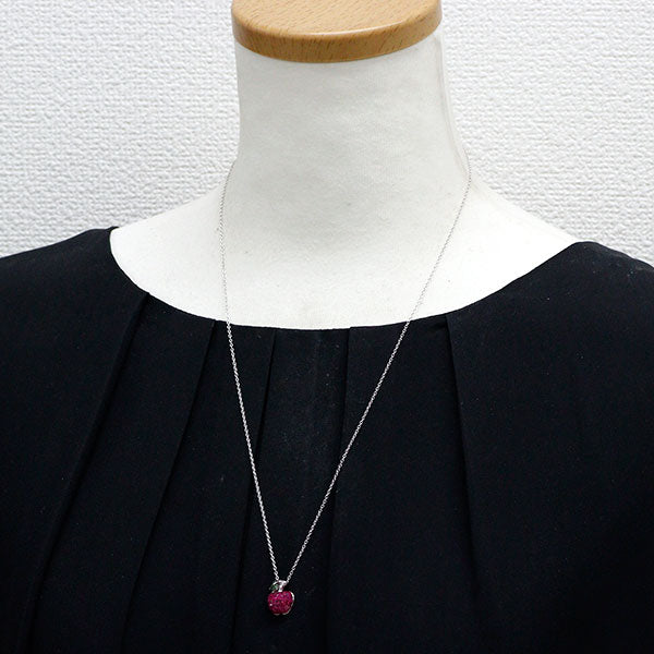 ブラックコーティング/K18WG/SV ルビー グリーンガーネット ダイヤ ペンダントネックレス 2.30ct 0.05ct D0.02 りんご ミステリーセッティング