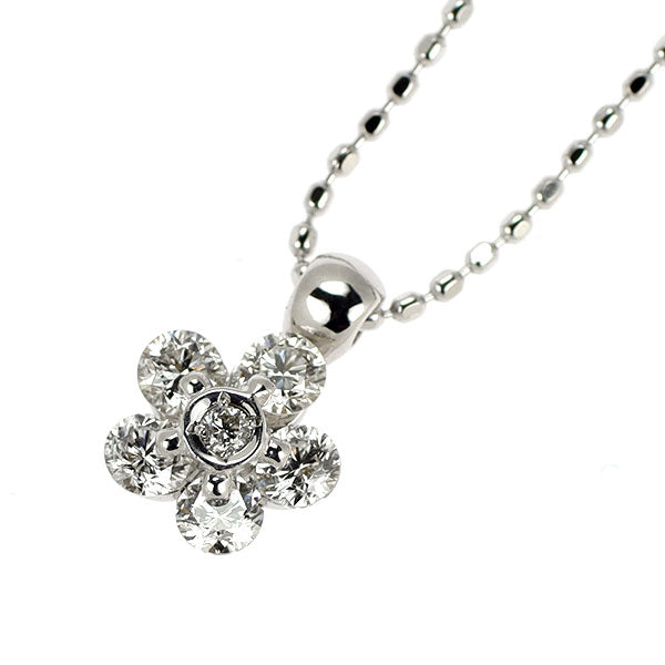 K18WG ダイヤモンド ペンダントネックレス 0.30ct フラワー