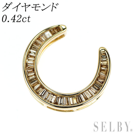 h*3様 K18YG 天然ダイヤ0.11ct入りホースシューペンダントトップ ネックレス ダイヤモンド 0.1ct 3WAY ホースシュー 馬蹄 K18 ゴールド