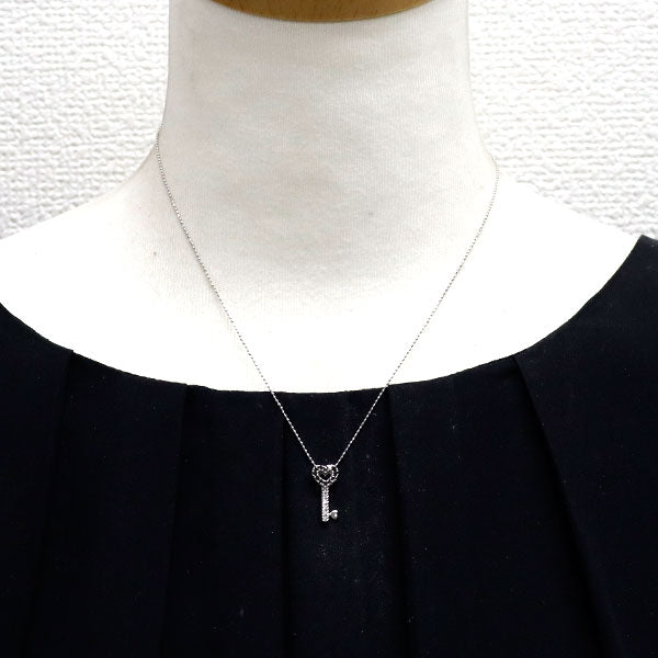 ポンテヴェキオ K18WG カラーレス/ブラックダイヤモンド ペンダントネックレス 0.18ct ハート 鍵