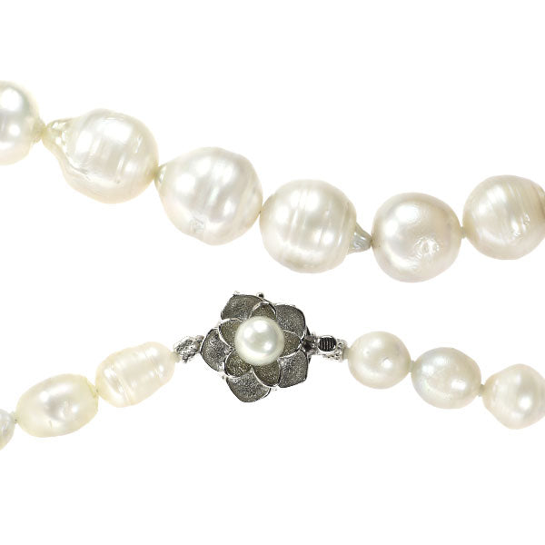 SV 白蝶バロック 真珠 ネックレス 径約8.4-14.1mm